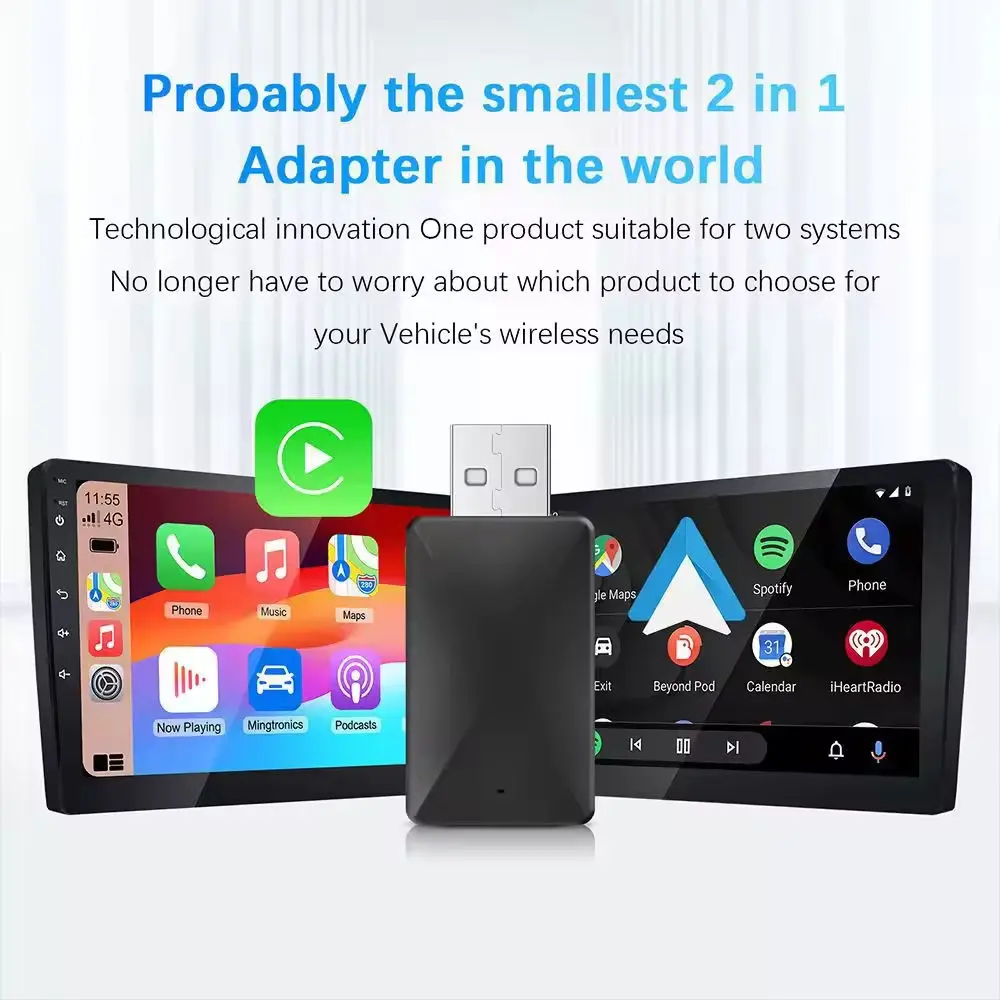 2 in 1Wireless CarPlay Adapter & Android Auto WiFi Type-C/USB Plug & Play Factory Wired CarPlay Cars - view 5