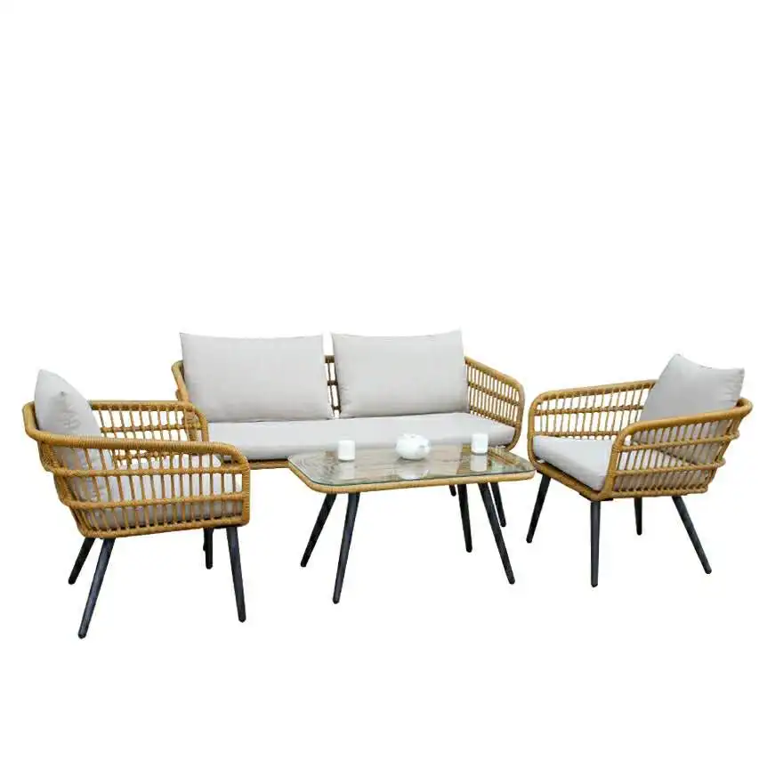 Allwetter-Terrassen-Außen-Rattan-Sofa-Gartenmöbel für hochwertige Korbgeflecht-Außen-Rattan-Möbel
