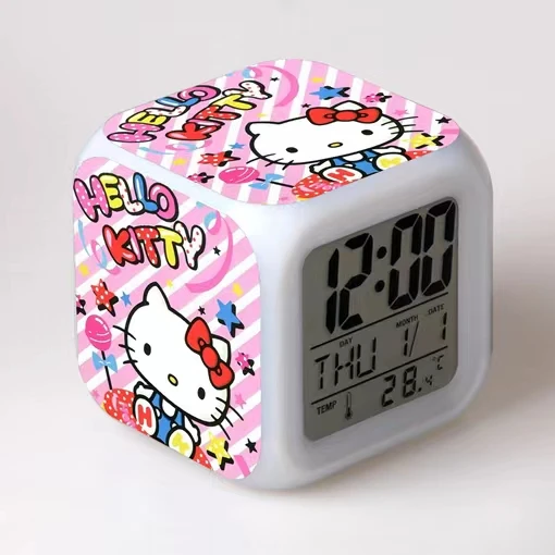 Hello Kittyi Girls Wake Up Light Kids Digital Alarm Clock Button Batteries Hk Usb Bed Alarm