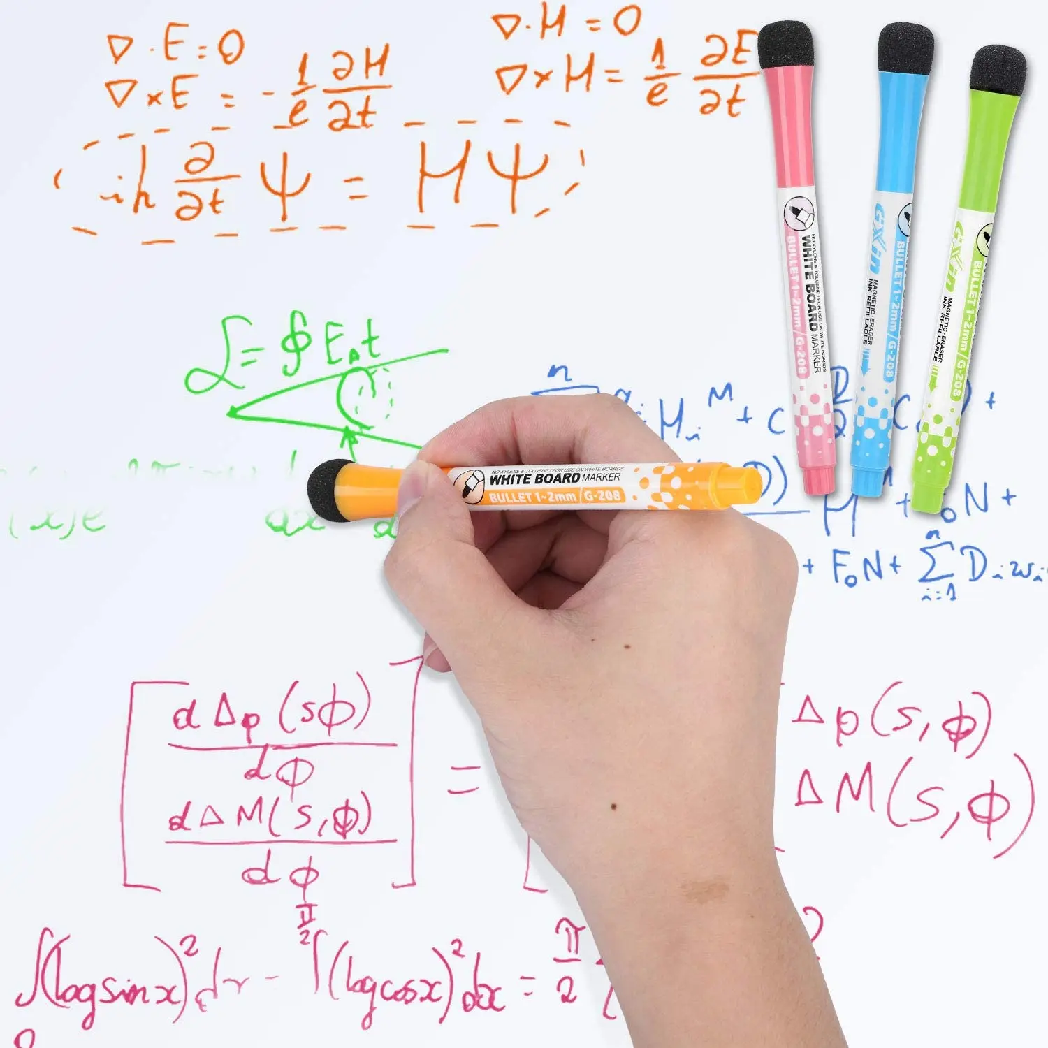 PATIKIL 24-Pack Dry Erase Markers - Magnetic Low Odor Whiteboard Pens, 8 Colors, Fine Tip, With Eraser Caps