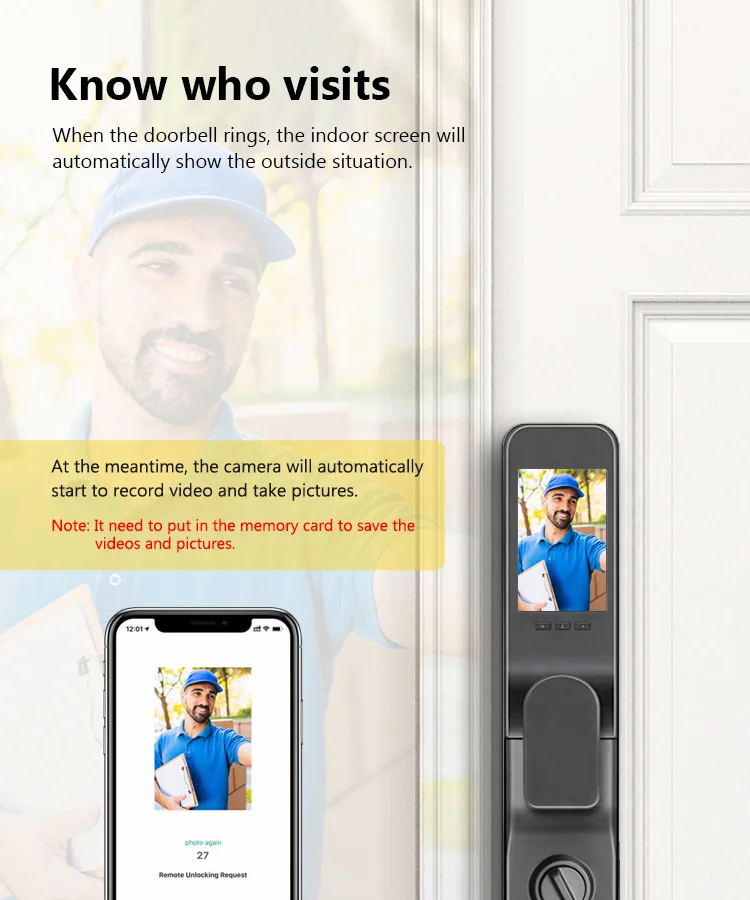 Tropernic Mobile Tuya Lock Waterproof Outdoor Smart Biometric Face Door