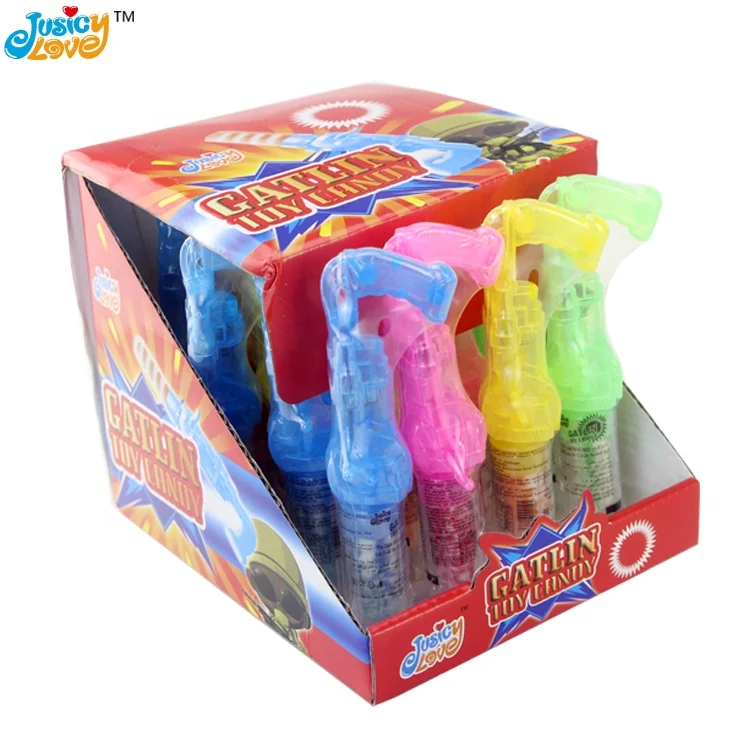 High-quality Light up Shaking Rotating Toy Candy Gatlin Pistol Toys Lollipop Candy