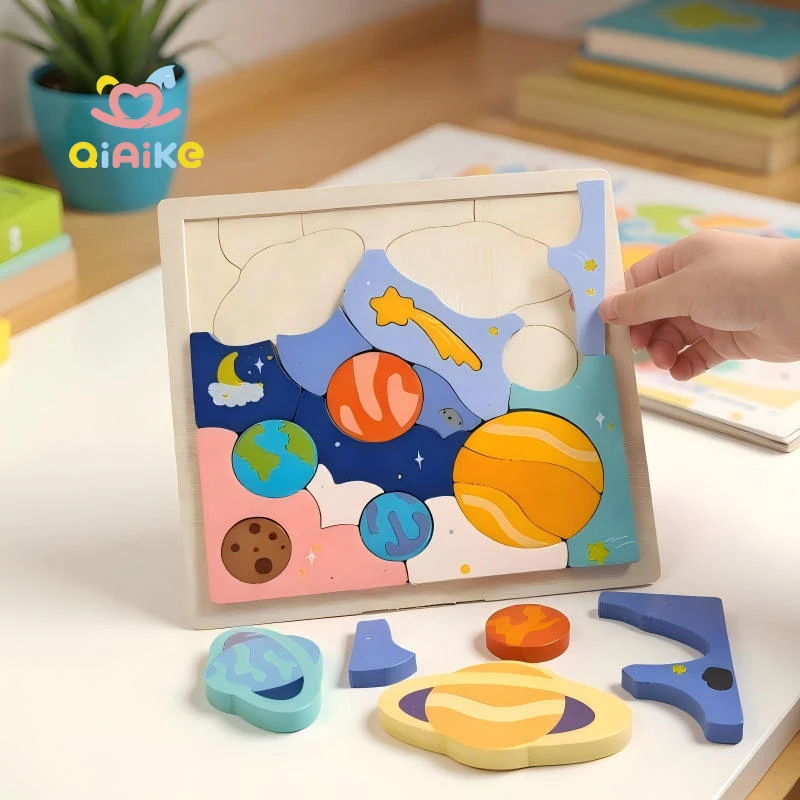 Nowe 3D puzzle edukacyjne dla dzieci układanka Układ Słoneczny gra poznawcza Montessori drewniana zabawka do nauki przestrzeni i planet