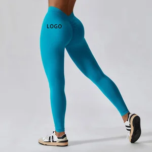 Workout Running Butt Lift Tights 4 Way Stretch Highwaist Women Seamless Leggings V-back Leggings