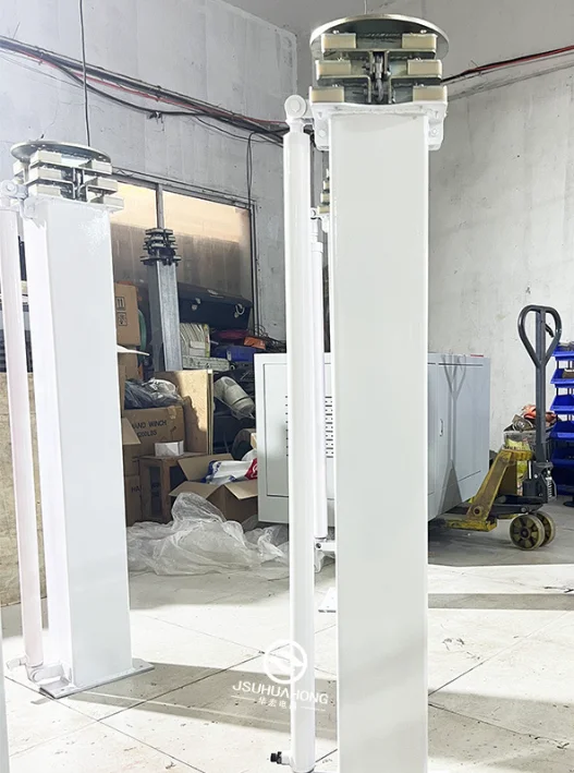 Hydraulic Cylinder Telescoping Mast-Push-Up Pole Antenna Light Tower CCTV Use CE Certified Cable Hoist Yellow/White 1 Year