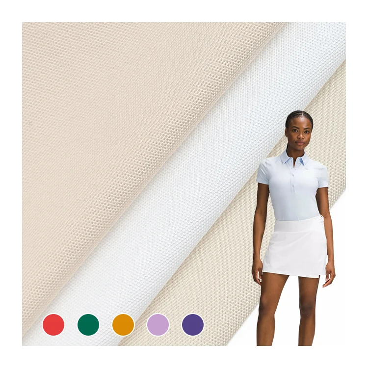 Plain Dyed Knitted Fabric Bamboo Cotton Spandex Material Pique Fabric for Business Casual Polo Shirt