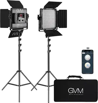 GVM 480LS 2 Pack LED Video Lighting Kits with APP Control, Bi-Color Variable 2300K~6800K for Video Photography