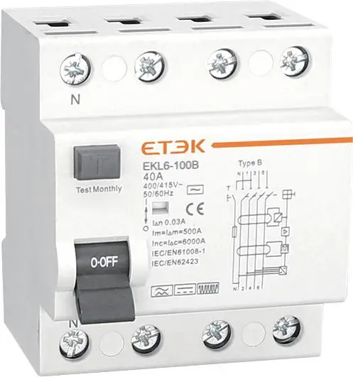 IEC 61008-1 RCD B Type RCCB 100A 30mA 300mA 10KA 2P 4Pole, 40% OFF