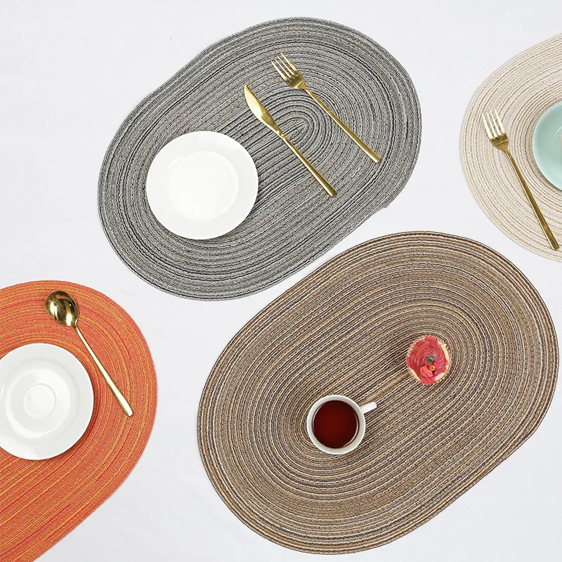 Inyahome Natural Heat-Resistant Plastic Kitchen Accessories-Oval Braided Woven Placemats aperçu 5