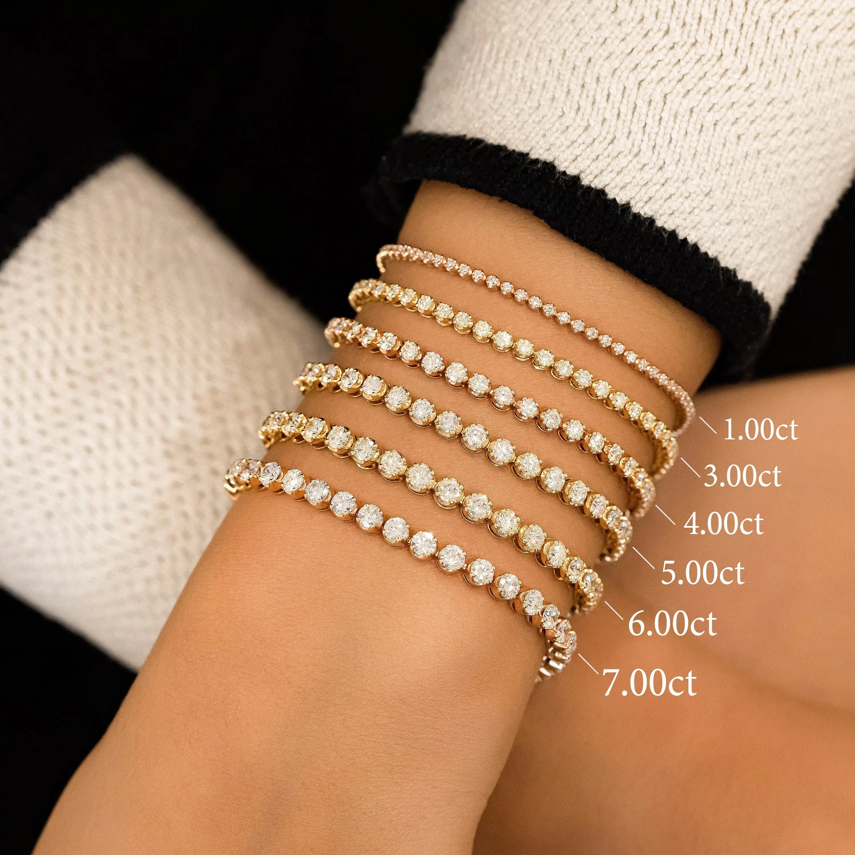 Mishang 14K Yellow Gold Lab Grown Diamond Tennis Bracelet