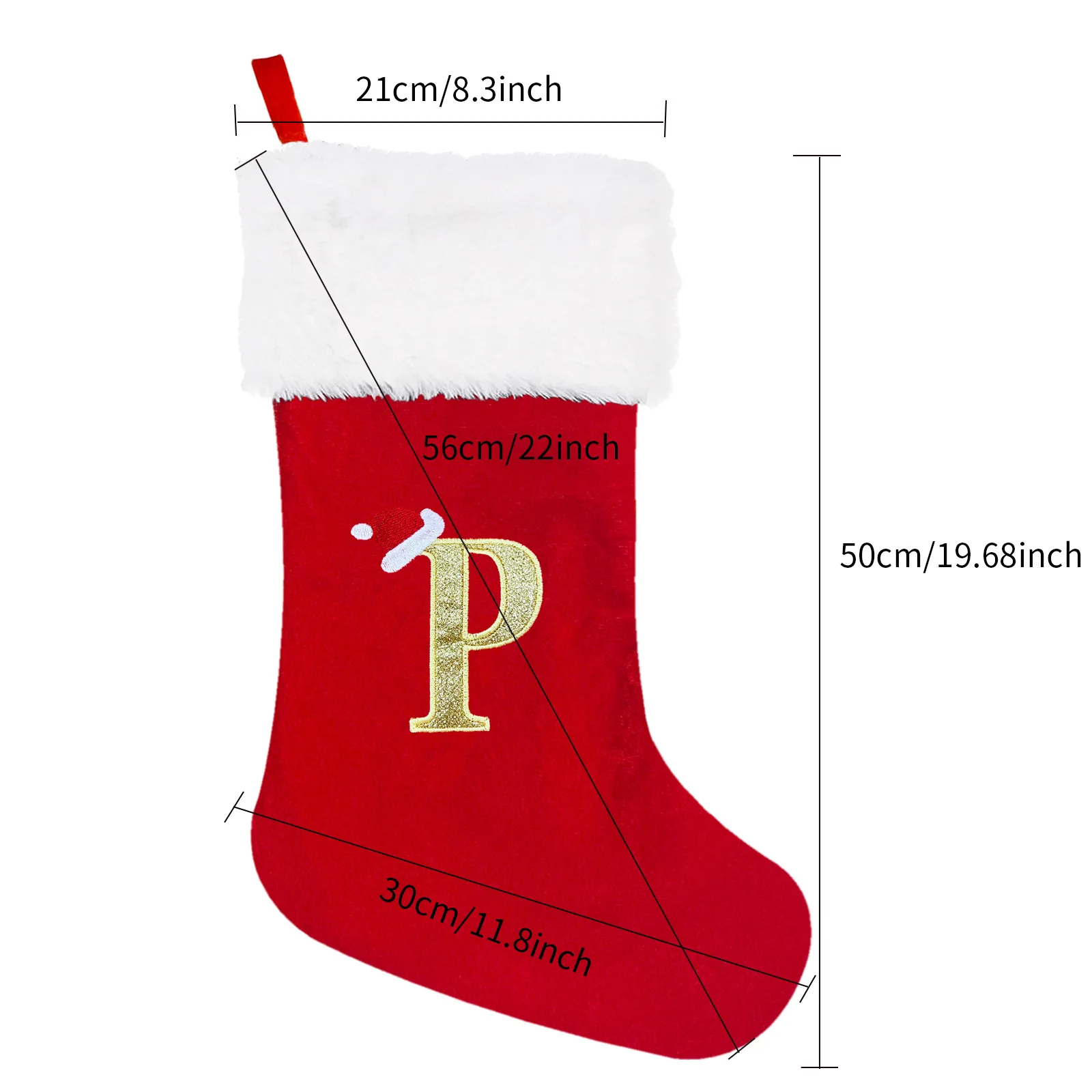Calza Natalizia Personalizzata Con Ricamo Nome - Calza Di Natale 2024 In Maglia Grandi Dimensioni