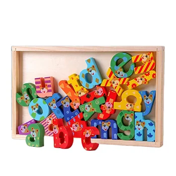 Baby Montessori Boxed Alphabet Blocks Educational Toys Wooden Digital Letter Blocks Preschool Learning English Didactic Material