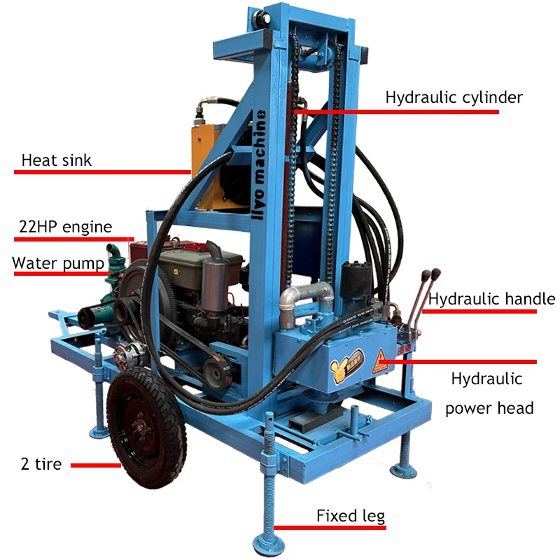 LIYO LY150 Mobile Small 120m 150m Deep Diesel Borehole Water Well Drilling  Rig Machine for Sale