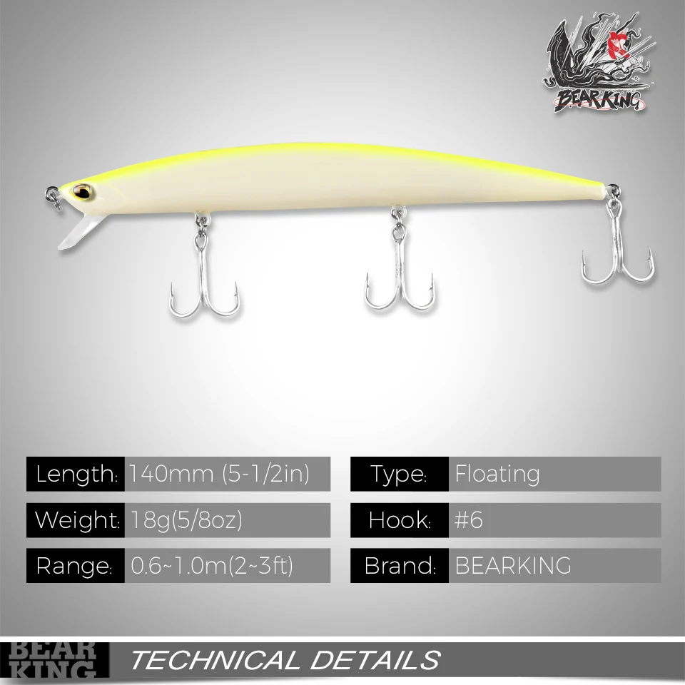 bear brand fish hooks Bearking Fishing Lures 140 140mm 18g Isca Artificial Bait
