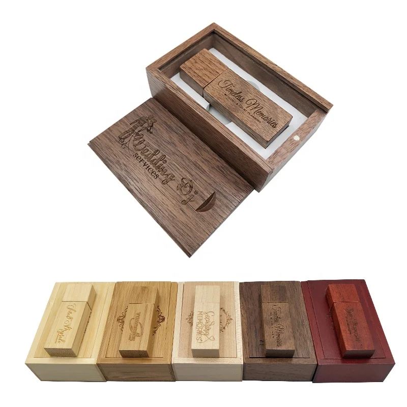 Walnut usb Maple usb USB Wedding Favor 16gb or 32gb Engraved Wood usb Flash Drive Wedding USB Drive With Box Custom usb Stick With Box