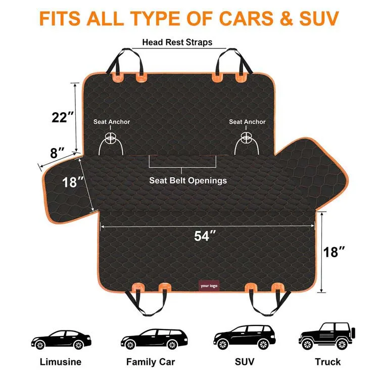 Прочный водонепроницаемый Противоскользящий защитный роскошный гамак для заднего сиденья собаки чехол для автомобильного сиденья