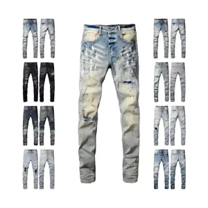 New Arrivals High Quality Sustainable Pants Cotton Straight Mid Denim Black Tag Distressed Wash High Street Customized Men Jeans