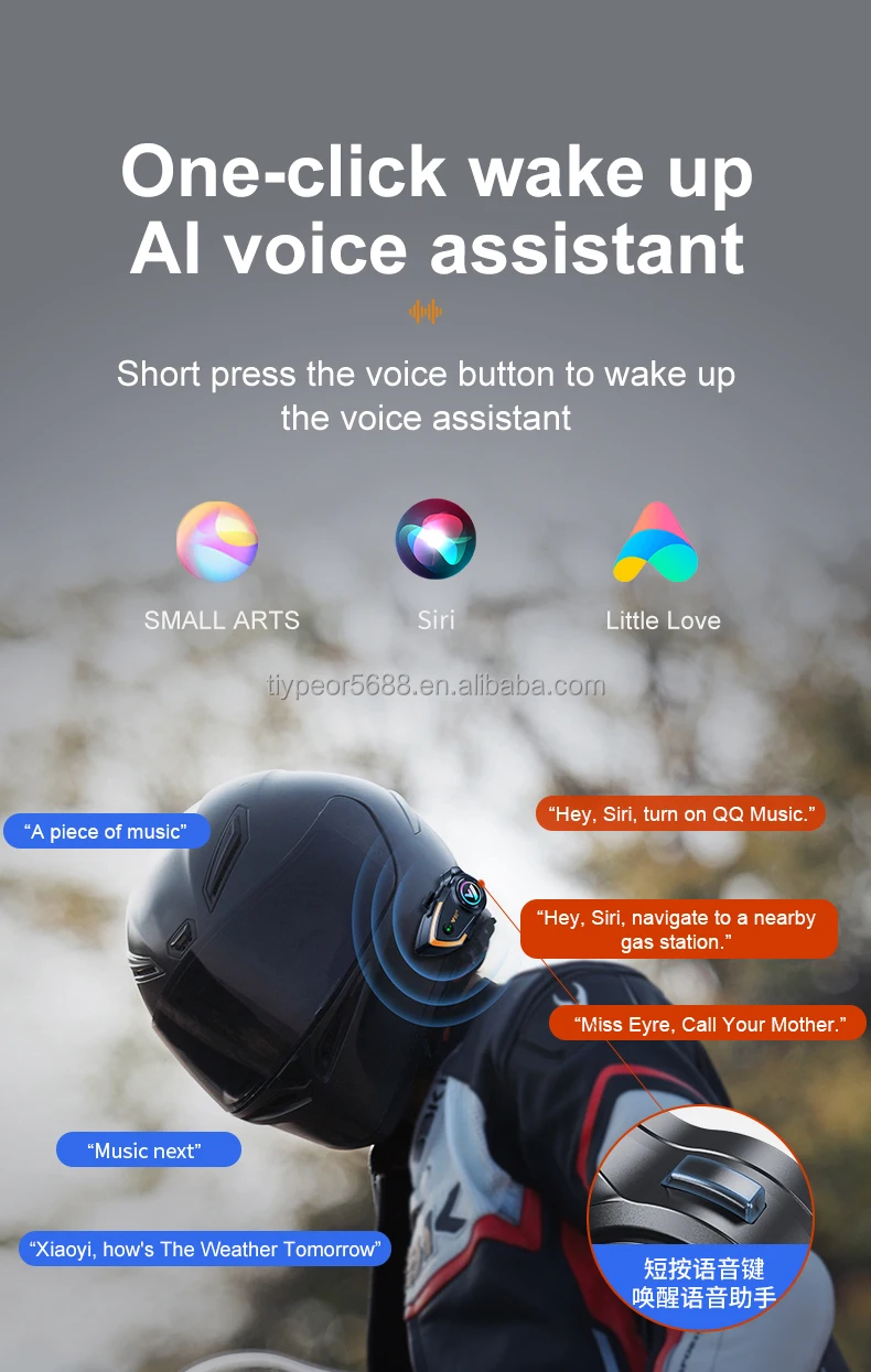 product tiypeor motorcycle helmet intercom bt headset v50 hands free call wireless noise reduction waterproof 1000m interphone-6