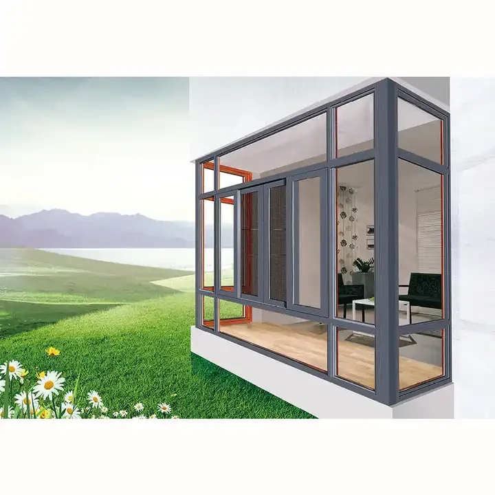 Aluminum Alloy Framed Glass Window with Gauze Modern Design Aluminum Alloy Framed Windows