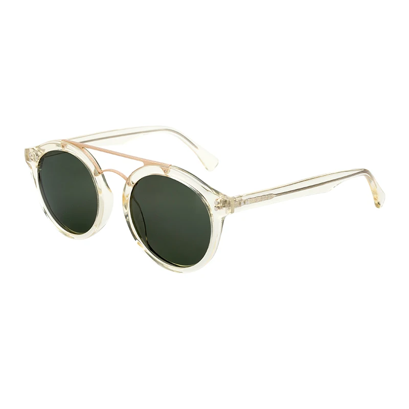 High Quality Custom Acetate Polarized Sunglasses with Double Bridge Transparent Frame and TAC Lenses