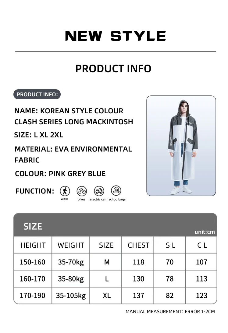 Custom Fashionable EVA Waterproof Raincoat for Men and Women Motorcycle Tours rain coat for Adults and Ladies factory