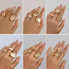 European and American Design Sense lava Metal Smooth Open Ring Ring Female Minority Texture Geometric Arc Ring