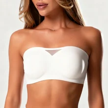 New Arrival Seamless Strapless Invisible Bra Thin Anti-Slip Tube Top for Women Wire-Free Padded Mesh Design Strapless Bra