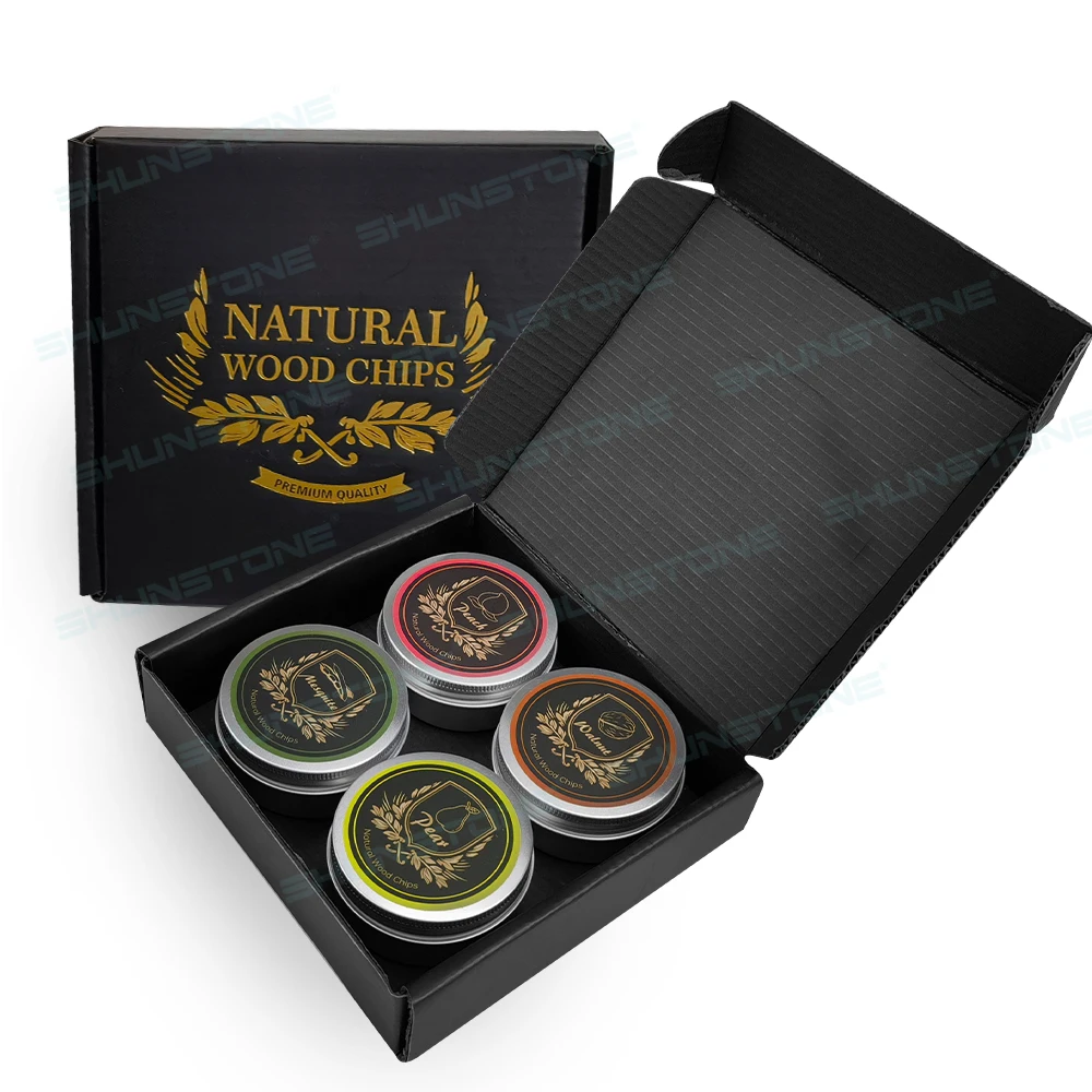 Wholesale Custom Four Flavors Whiskey Smoker Wood Chips Set With Gift