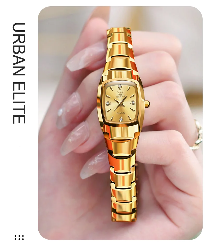 OLEVS 7006 Charm Fashion Couple's Watch Square Classic Stainless Steel Bracelet Women and Men Wrist Watch Reloj Waterproof Watch