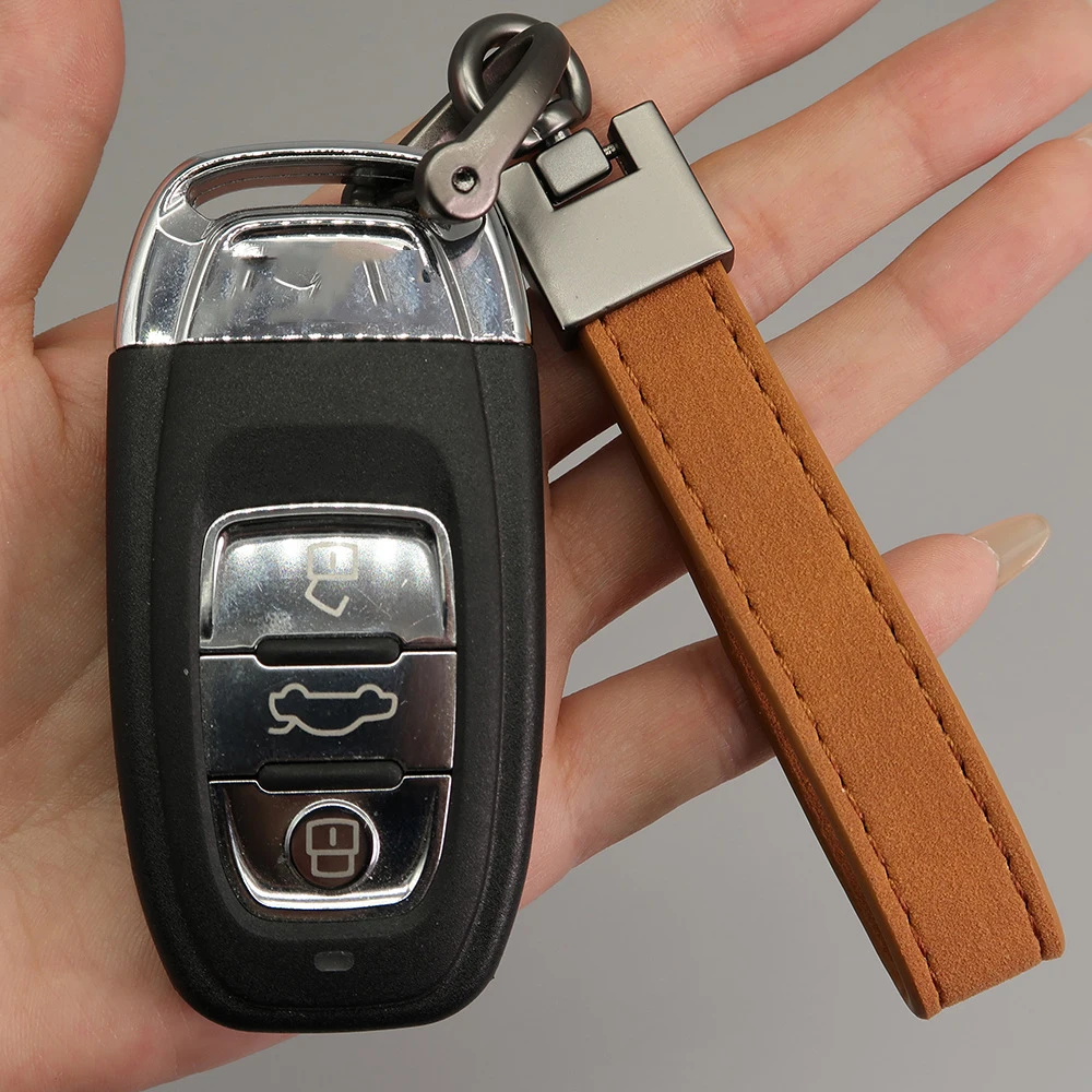 Promotion Gift Leather Key Tag Key Holder Ring Genuine Real Leather Key Chain Custom Logo Name Leather Keychain