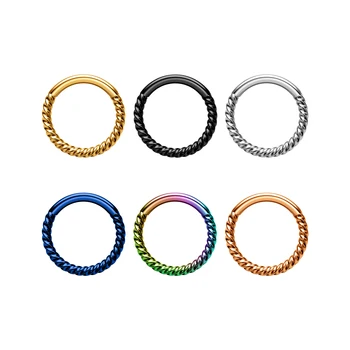 316L Stainless Steel 16G Braided Hinged Clicker Ear Rings 8mm/10mm/12mm Piercing Jewelry Twist Unisex Punk Circle Hoop Earrings