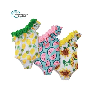 Toddler Baby Girls Animal Print One Shoulder Ruffles Bikini Swimsuit Summer Eco-Friendly Breathable