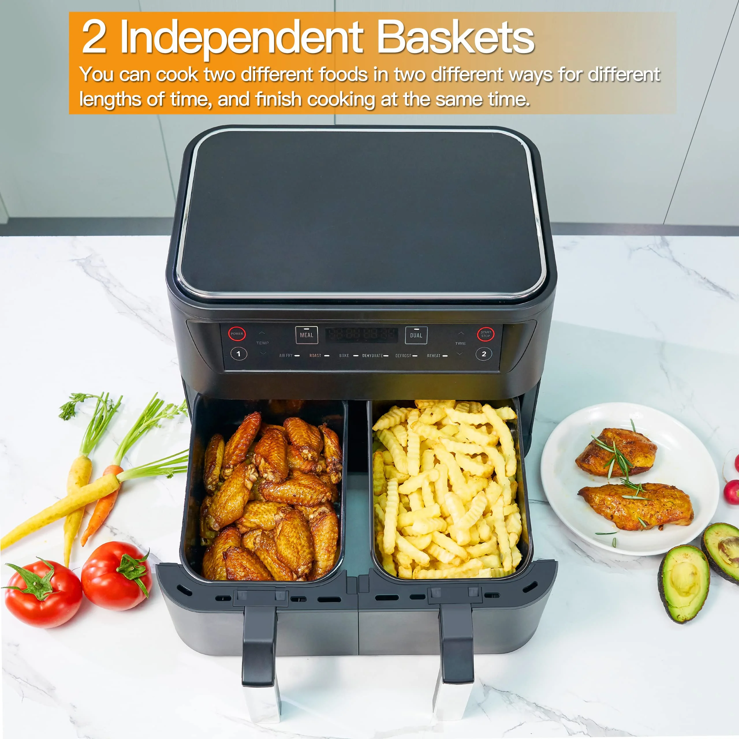Buy Wholesale China Household 9l Touch Screen Double Air Fryer Electric  Deep Fryer Oven Smart Air Fryers With 2 Independent Baskets & Touch Screen Air  Fryer at USD 22.39