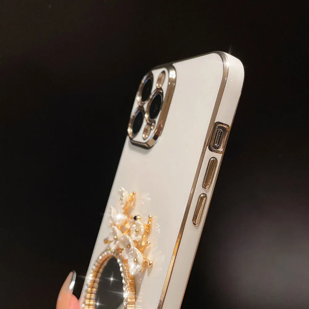Diamond Cover Flower Miroir Phone Case  For Iphone X 7 8 10 11 12 13 14 15 Max Pro Plus Sjk179 Laudtec supplier