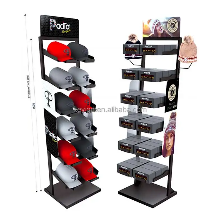 Countertop Baseball Hat Display Rack - Sportswear Retail Store , 4-Layer  Metal Cap Holder - Matte Black Finish