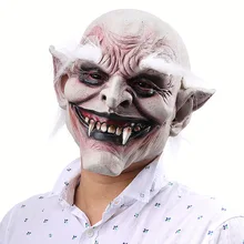 Nicro White Eyebrow Hair Creepy Party Cosplay Devil Zombie Wig Horror Halloween Props Decoration Realistic Latex Full Face Mask