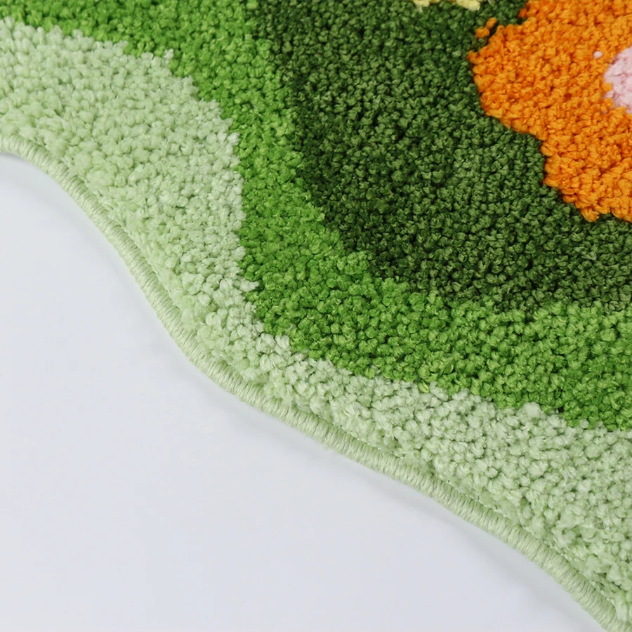 Lovely Bathroom Rug Non-slip Irregular Moss Bath Mat Green Absorbent Shaggy Area