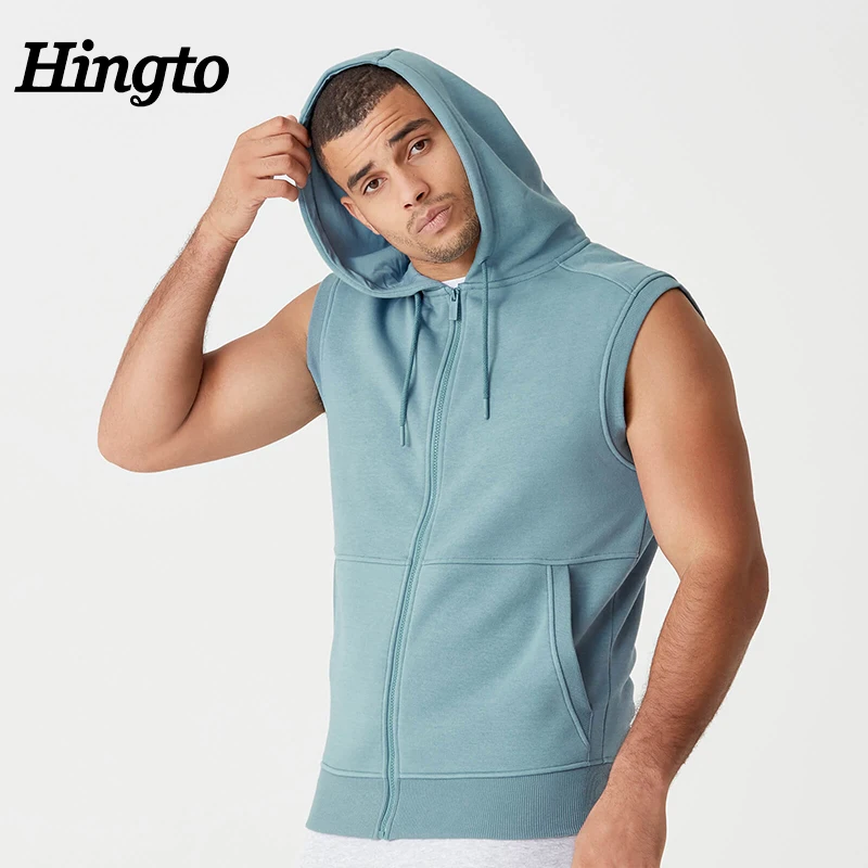 sleeveless hoodie with pockets