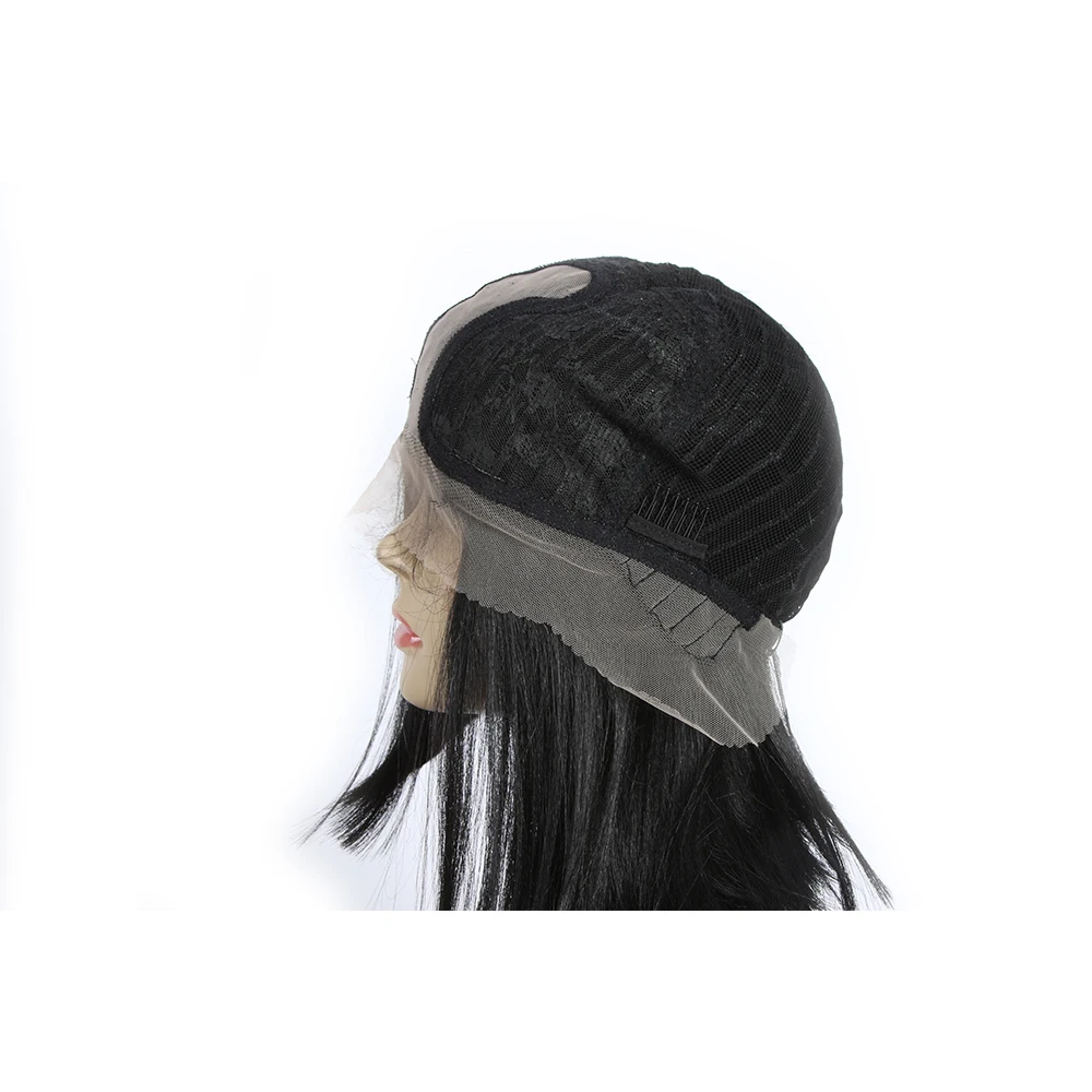 Парик с короткими прямыми T-образными волосами, из натуральных термостойких синтетических волос на сетке спереди, защита от высоких температур, Боб