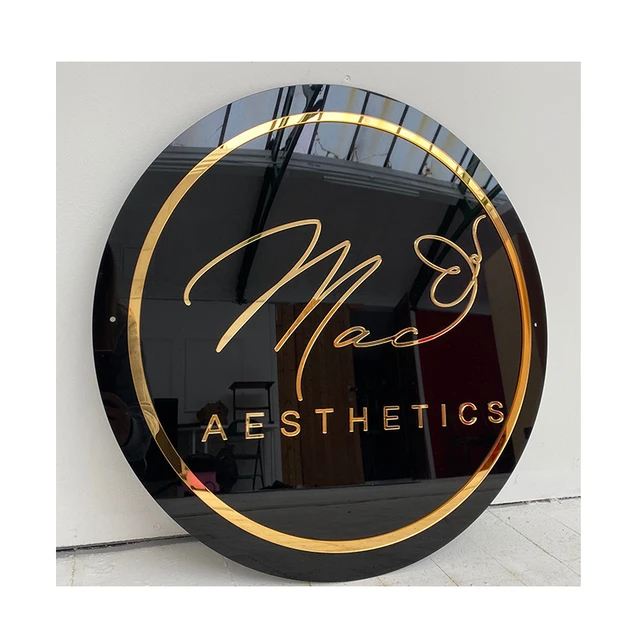 Customized Acrylic Logo Sign Round Plates 3d Letters Beauty Salon Acrylic Wall Signs