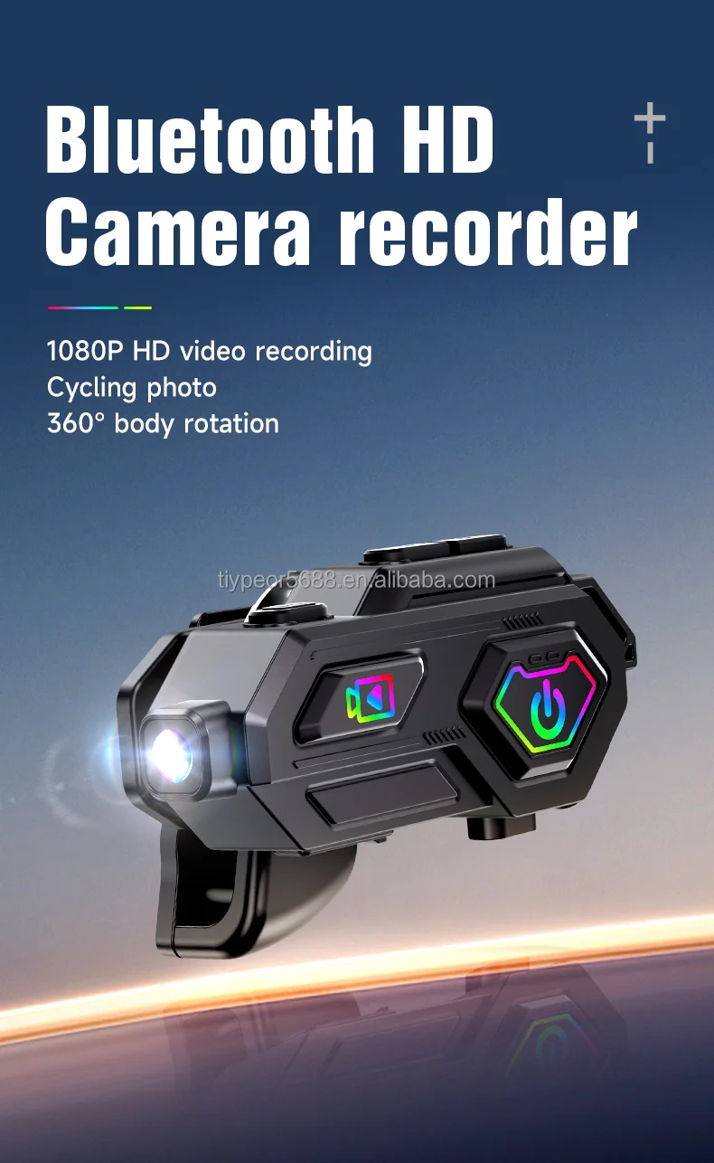 product tiypeor bluetooth hd camera recorder rgb colors motorcycle tf card fm radio 360 rotatable tape light motorcycle helmet headset-2