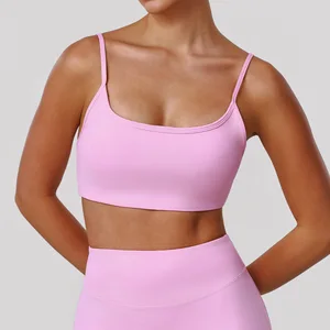 Women Tight Yoga Sports Bra Push up Backless Spaghetti Strap High Stretch Fitness Top High Impact Breathable Yoga Vest