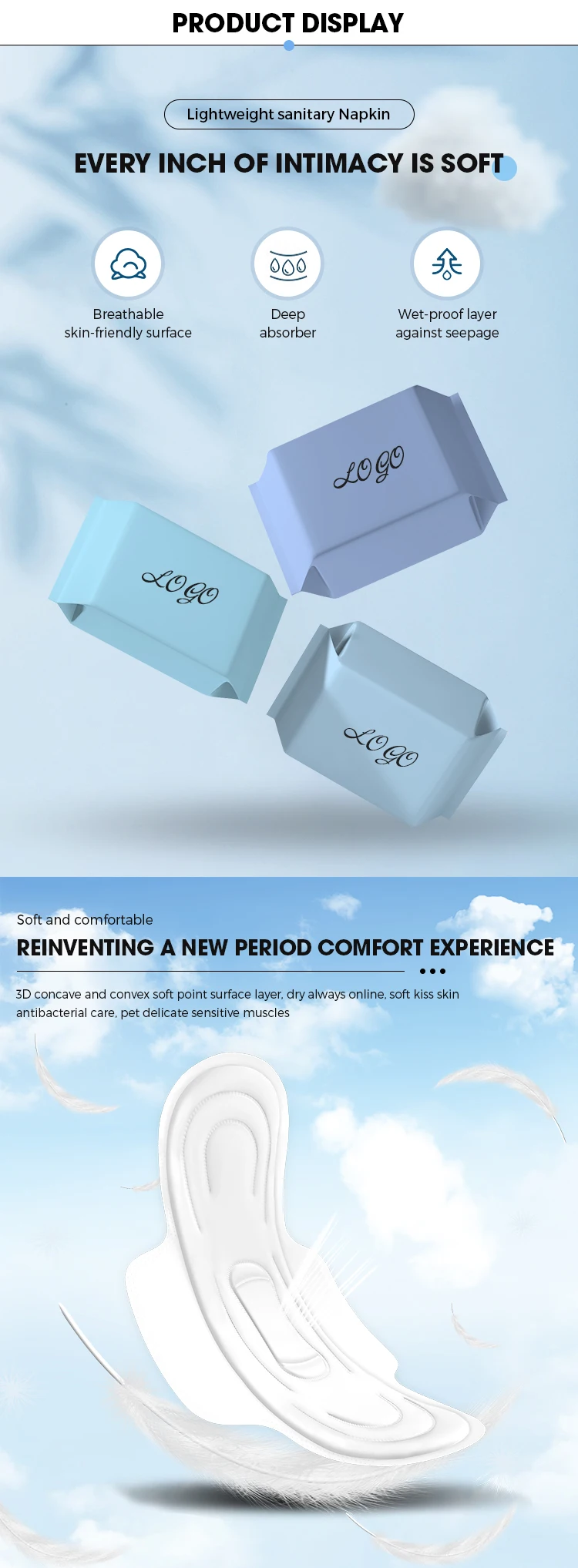 Large Size Sanitary Napkin American Sanitary Napkins 350mm Ultra Thin