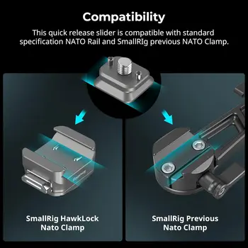 For SmallRig HawkLock H21 Universal Quick Release Mount Dual-Direction QR-Slide NATO Rail Plate Kit with Anti-Deflection detail image