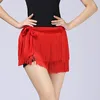 Red 2-layer lace-up skirt