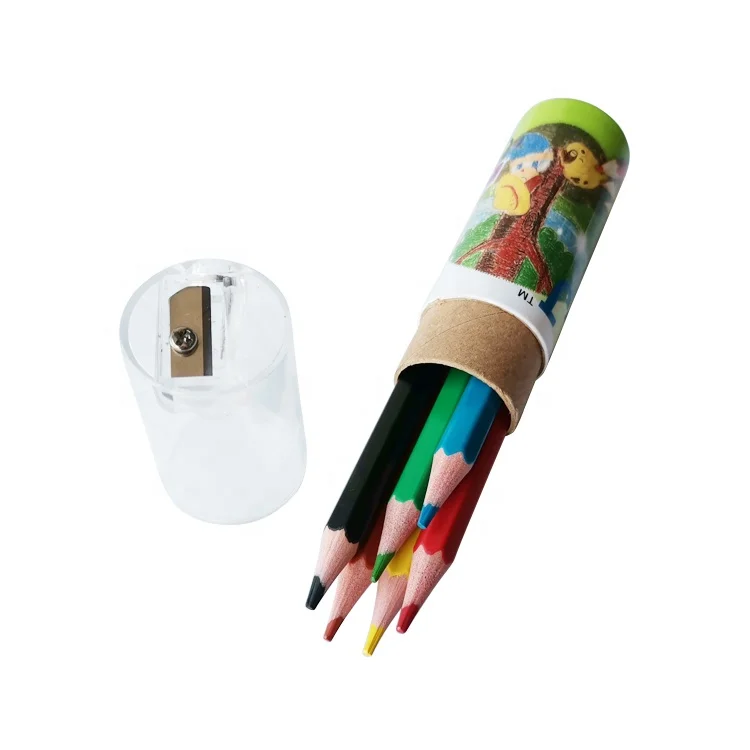 Индивидуальные мини-карандаши 3 5 дюймов цветные карандаши пластиковые 6 шт. оптовая продажа для детей