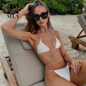 New Design Fashion White Solid Color Women Bathing Suit Sexy Swimsuit