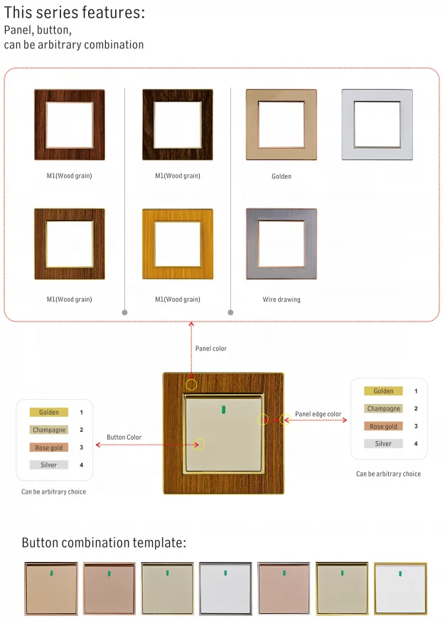 Wholesale OEM UK Standard 10A Metal Light Wall Switch 1/2/3/4 Gang Wall Light Switch for Home