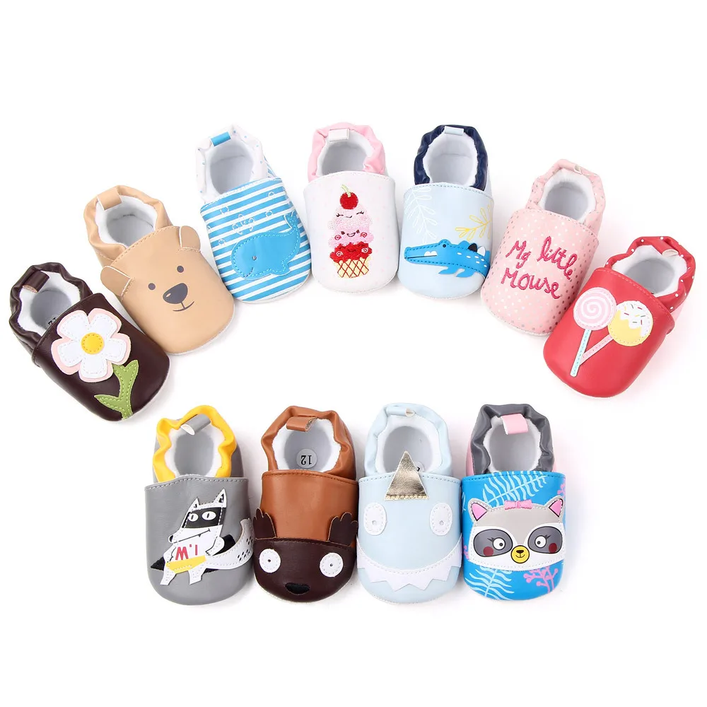 Spring and Autumn Cute Cartoon Animals  Shaped Shoes Soft Sole PU Baby Toddler Shoes
