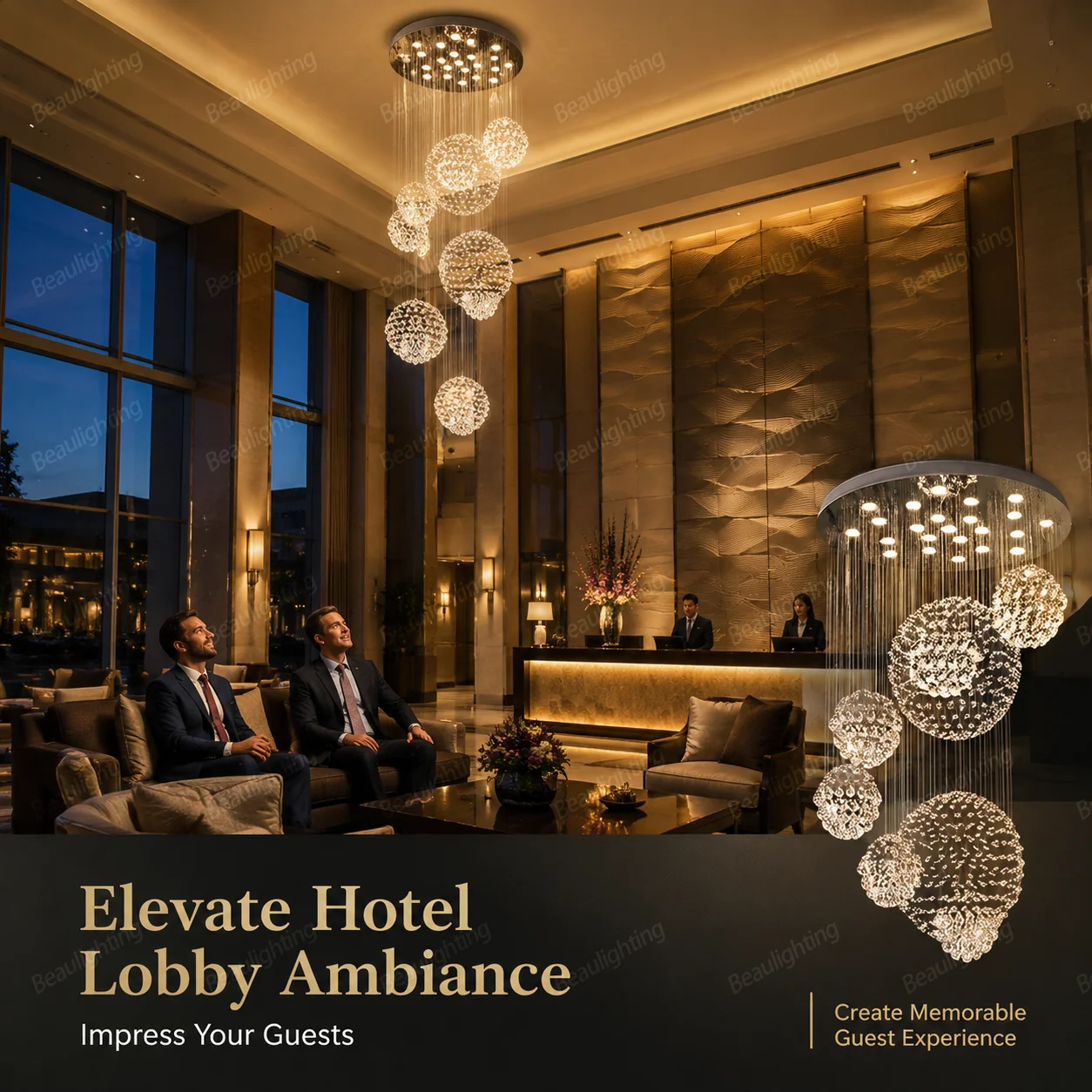 Custom Modern Spherical Crystal LED ChandelierLuxury Large Hanging Pendant Light for Hotel Lobby, Staircase & High Ceiling Villa